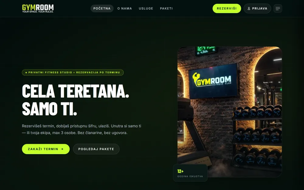 Sajt GymRoom Studio — Fitnes studio