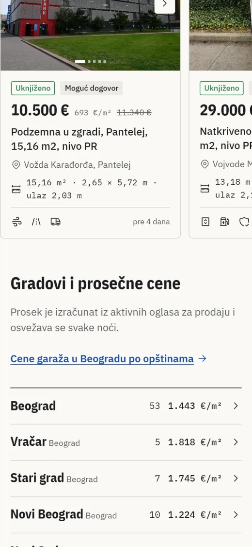 Garažnik na telefonu, ekran 2