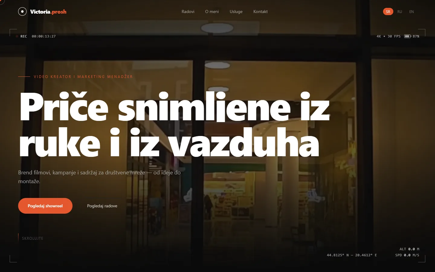 Naslovna strana sajta Victoria Prod